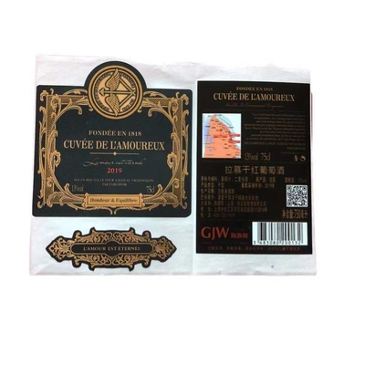 Labels personnalisés de bouteille de whiskey imprimant les autocollants de relief privés de joint d'aluminium
