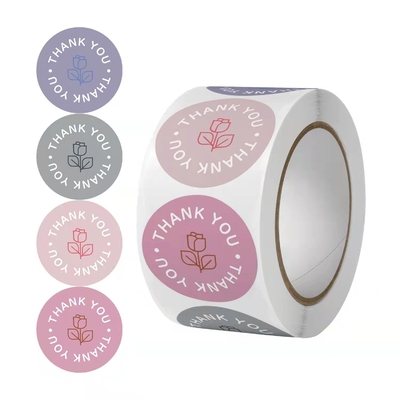 L'autocollant de papeterie marque les joints imprimables que le rose vous remercient Logo Stickers Pastry Wrapping 1 pouce