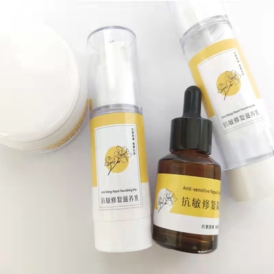 L'impression cosmétique de label de soins de la peau vous remercient des autocollants de bouteille d'aseptisant de main