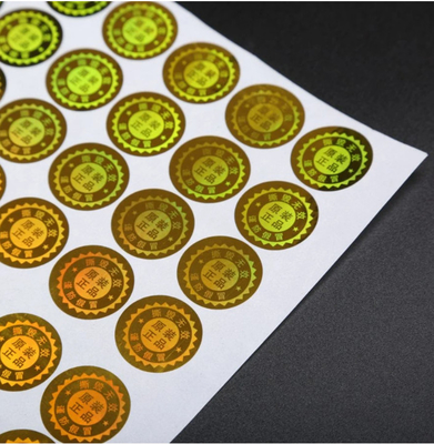 Étiquettes d'expédition auto-adhésives de film holographique, autocollants imperméables d'étiquette de petit pain